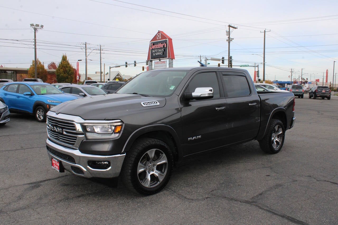 2022 RAM 1500 Laramie 4x4 4dr Crew Cab 5.6 ft. SB Pickup in Maximum Steel Metallic Clear Coat — front three-quarter view